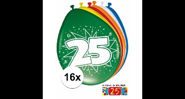 Shoppartners 25 jaar versiering - 16x leeftijd ballonnen - gratis sticker