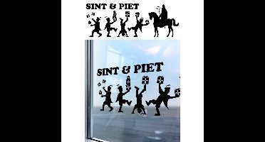 Sint en Piet zelfklevende raamsticker zwart 90 x 32 cm