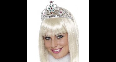 Smiffys Prinsessen Tiara - zilver - verkleed kroontje voor dames