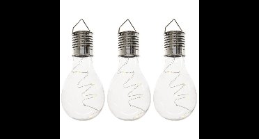 Solar hanglamp bol/peertje - 3x - transparant - kunststof - 14 cm
