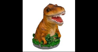 Spaarpot Dinosaurus T-REX - bruin - polyresin - 15 x 13 cm - met afsluitdop