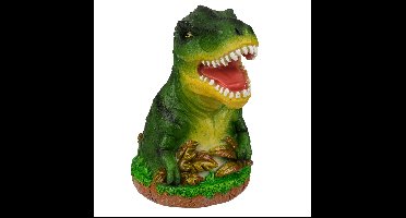 Spaarpot Dinosaurus T-REX - groen - polyresin - 15 x 13 cm - met afsluitdop