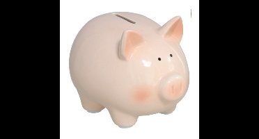 Spaarvarken - roze - keramiek - 12 x 14 x 11 cm - spaarpot varken - spaarpot