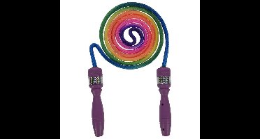 Springtouw regenboogprint paars handvat 210 cm