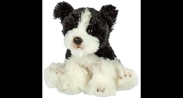 Suki Gifts Pluche knuffeldier hond - Border Collie - zwart/wit - 13 cm - huisdieren thema