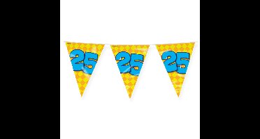 Verjaardag 25 jaar thema Vlaggetjes - Feestversiering - 10m - Folie - Dubbelzijdig
