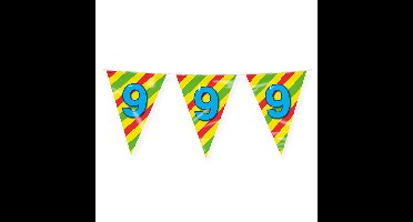 Verjaardag 9 jaar thema Vlaggetjes - Feestversiering - 10m - Folie - Dubbelzijdig