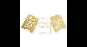 Verjaardag Vlaggenlijn 80 jaar - binnen - karton - wit/goud - 600 cm