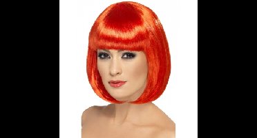 Verkleed damespruik Bob-line kapsel - Rood - met pony - Carnaval pruiken