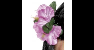 Verkleed Haarbloem - roze - haarclip Hawaii bloemen - Tropische thema accessoires