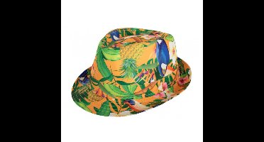 Verkleed hoedje voor Tropical Hawaii party - bloemen print - volwassenen - Carnaval/thema feest