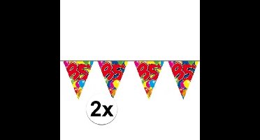 Vlaggenlijn 85 jaar - 2x - 10 meter - plastic - Leeftijd versiering - 85e verjaardag