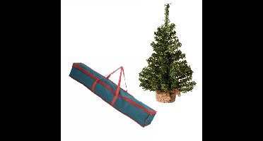 Volle kerstboom in jute zak 60 cm kunstbomen inclusief opbergzak