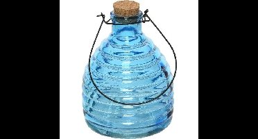 Wespenvanger/wespenval - transparant blauw - 17 cm - glas - Insectenvangers/insectenvallen - Insecte