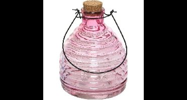 Wespenvanger/wespenval - transparant roze - 17 cm - glas - Insectenvangers/insectenvallen - Insecte