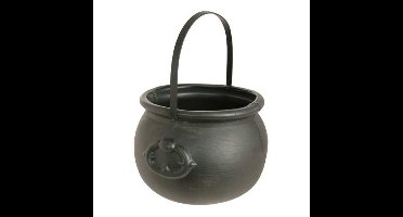 Witbaard Heksenketel - kookpot - zwart - kunststof - 15 x 20 cm - versiering - accessoires
