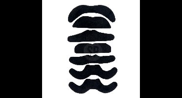 Zelfklevende plaksnorren set van 7 stuks - carnaval/verkleed accessoires - zwart