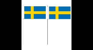 Zwaaivlaggetje Zweden - 12 x 24 cm - stokje 40 cm - Zweedse versiering - handvlag - vlaggetje