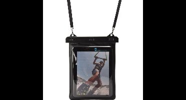Zwart/wit tablet hoesje 10,5 inch waterproof/waterbestendig met halskoord/nekkoord