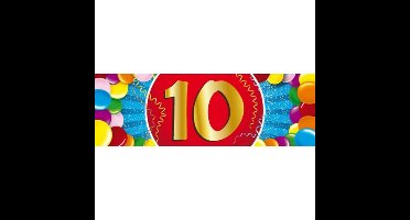 10 jaar leeftijd sticker - 19 x 6 cm - verjaardag - jubileum - versiering