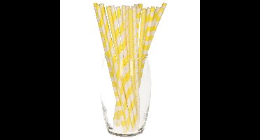 100x stuks Drinkrietjes van papier - geel - 20 cm