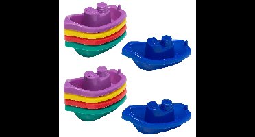 10x Badspeelgoed - boot - gekleurd - kunststof - 10 x 3,5 cm