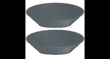 12x Stuks onbreekbare kunststof ontbijt/dinerbordjes - diep - grijs - 18 cm