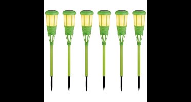 12x stuks solar tuinfakkel/tuinlamp groen op zonne-energie 61 cm