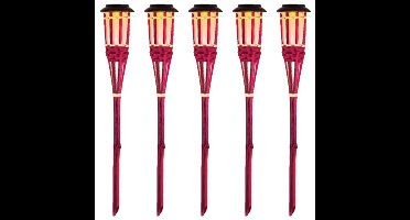 15x Roze buiten/tuin Led fakkel Bodi solar verlichting 54 cm vlam