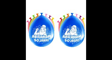 16x stuks Abraham/50 jaar feest ballonnen - diverse kleuren - latex - ca 30 cm
