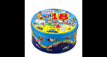 18 jaar snoeptrommel/bewaarblik - D14 cm - 18e verjaardag - cadeau - decoratie/versiering