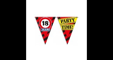 18 jaar vlaggenlijnen waarschuwingsborden - 10 meter - Feestartikelen/versiering - 18 jarige verjaar