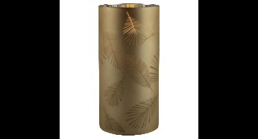 1x stuks luxe led kaarsen in goud bladeren glas D7 x H15 cm