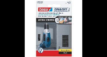 1x Tesa klittenbandsluiting extra sterk zwart 10 x 5 cm klusbenodigdheden