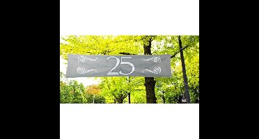 25 jaar jubileum straat vlag banner - zilver - 180 x 40 cm - polyester - getrouwd - versiering