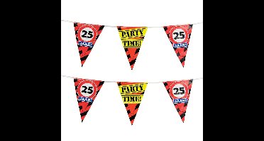 25 jaar vlaggenlijnen waarschuwingsborden - 2x - 10 meter - Feestartikelen/versiering - 25 jarige ve