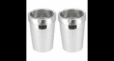 2x Auto asbakken zilver 11 x 8 cm