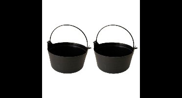 2x Heksenketel/kookpot zwart 12 x 25 cm