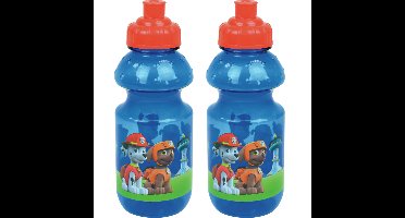 2x paw patrol bidon - 350 ml - kunststof - pop-up - drinkbeker - schoolbeker - beker