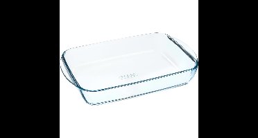 2x Rechthoekige glazen ovenschaal 2,6 liter 35 x 23 x 5 cm
