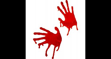 2x stuks bloederige horror handafdrukken raamdecoratie