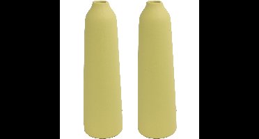 2x stuks bloemenvaas - geel terracotta - D9 x D31 cm - smalle opening