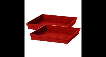 2x stuks bloempot kunststof onderschalen Toscane rood vierkant L27 x B27 x H4 cm