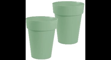 2x stuks bloempotten Toscane kunststof groen D44 x H53 cm