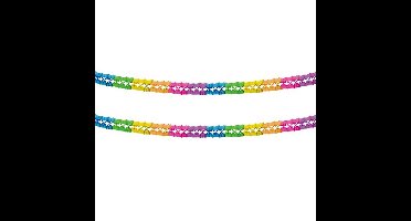 2x Stuks feestslingers verjaardag - papier - 6m - multi-color