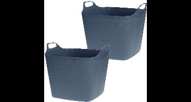2x Stuks Flexibele kuip emmers/wasmanden - blauw - 40 liter - vierkant