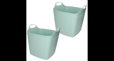 2x stuks kuip/emmer/wasmand - flexibel - groen - 25 liter - kunststof