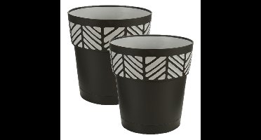 2x stuks kunststof Orfeo bloempotten/plantenpotten antraciet 25 cm