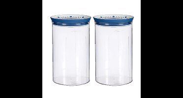 2x stuks kunststof voorraadpot/bewaarpot transparant met deksel L12 x B12 x H18 cm - 2200 ML