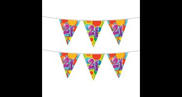 2x stuks leeftijd verjaardag thema vlaggetjes 21 jaar plastic 10 meter